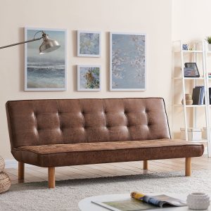 Salerno Sofa Bed, Brown Air Leather