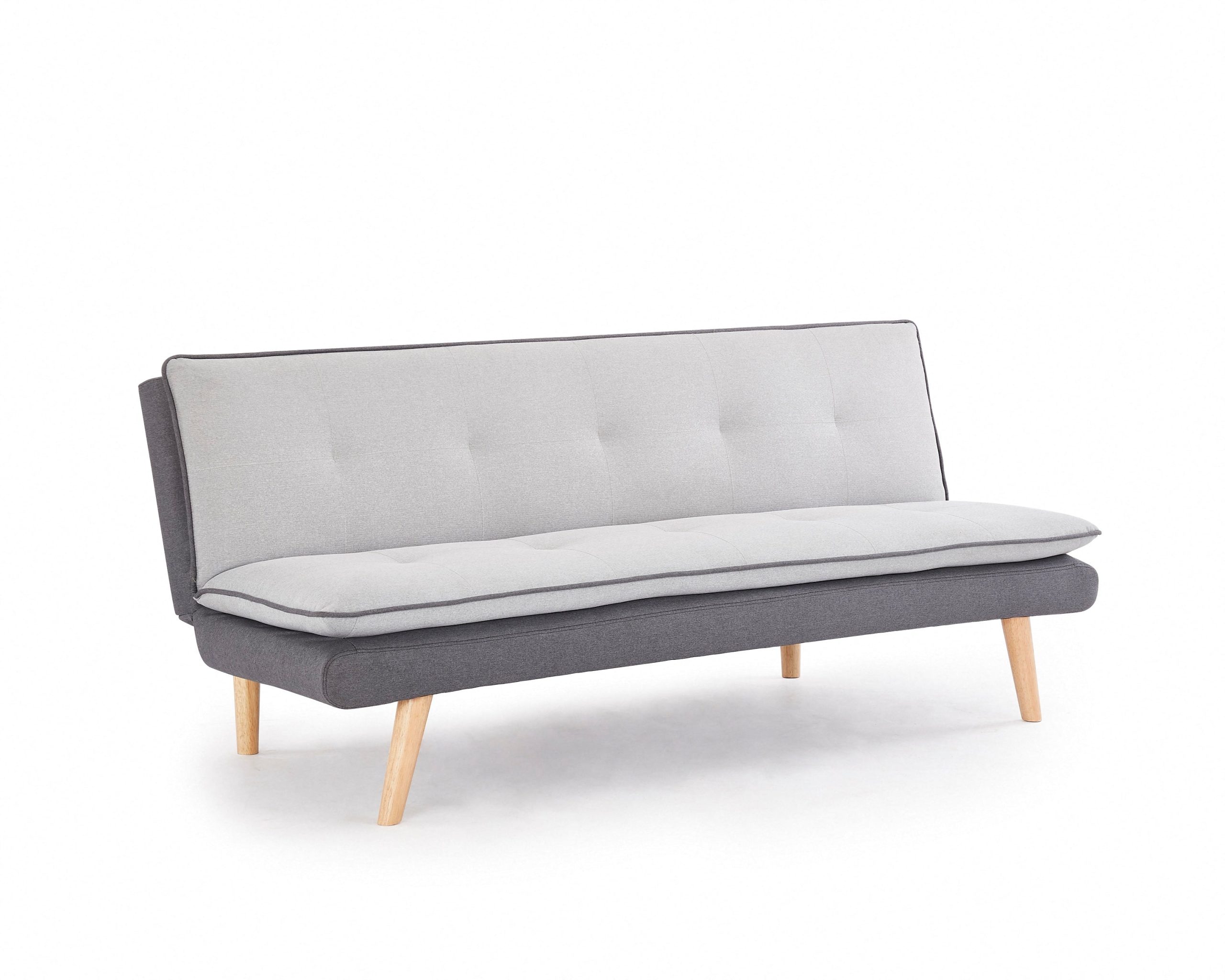 Willow Fabric Sofa Bed Contrast Fabric Pillow Topper Wooden Legs, Grey Fabric - Image 2