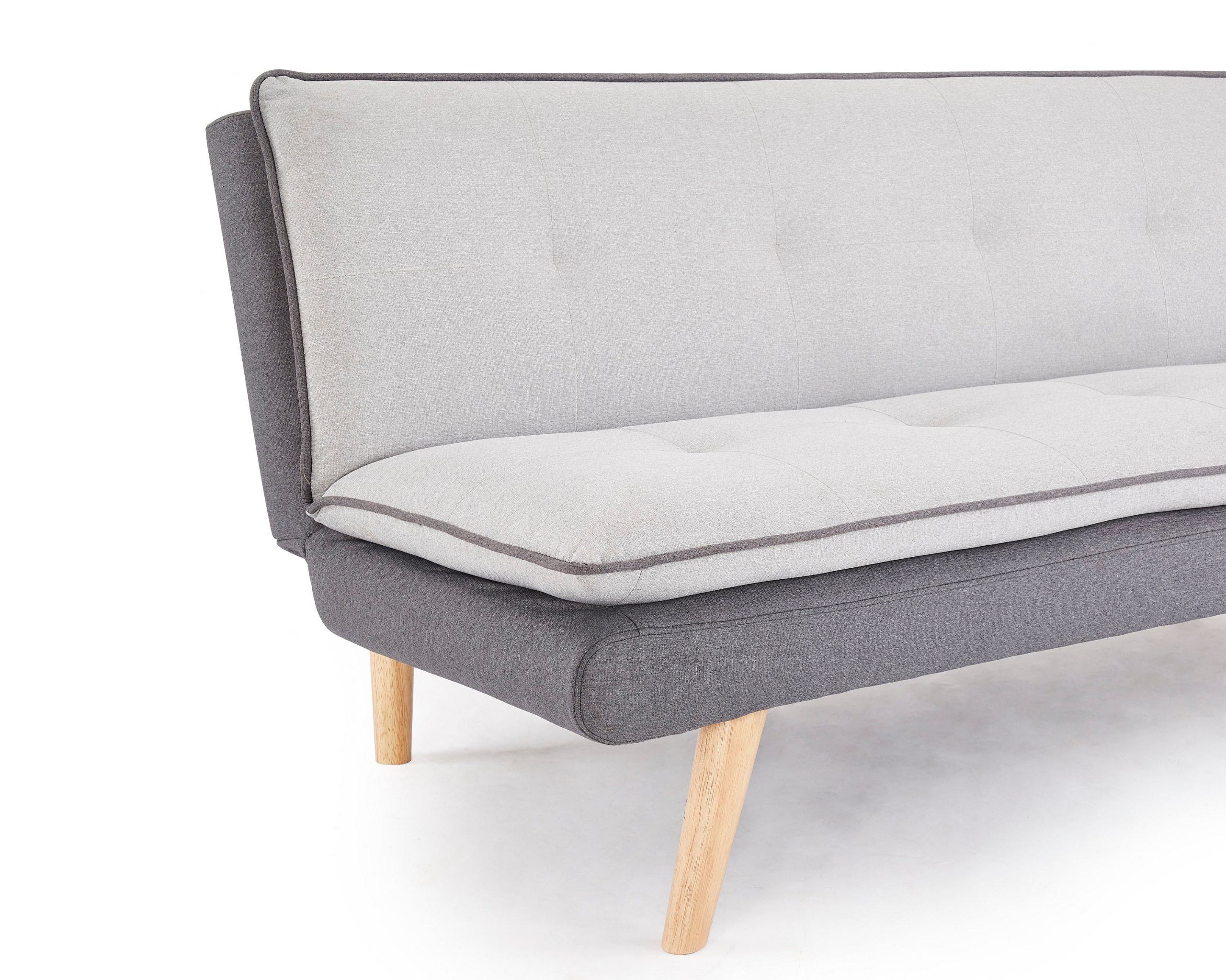 Willow Fabric Sofa Bed Contrast Fabric Pillow Topper Wooden Legs, Grey Fabric - Image 5
