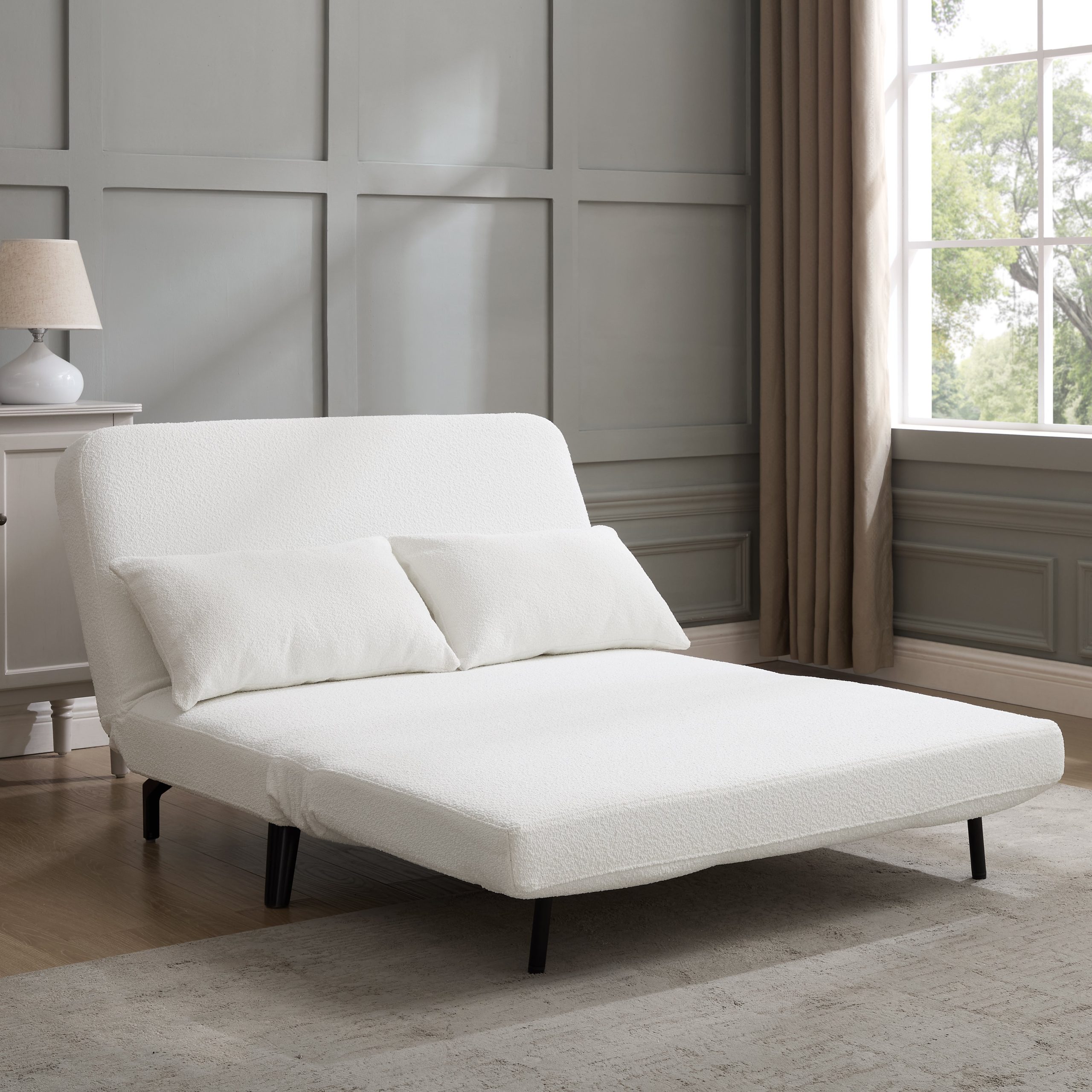 Keller Sofa Bed, White Boucle - Image 2