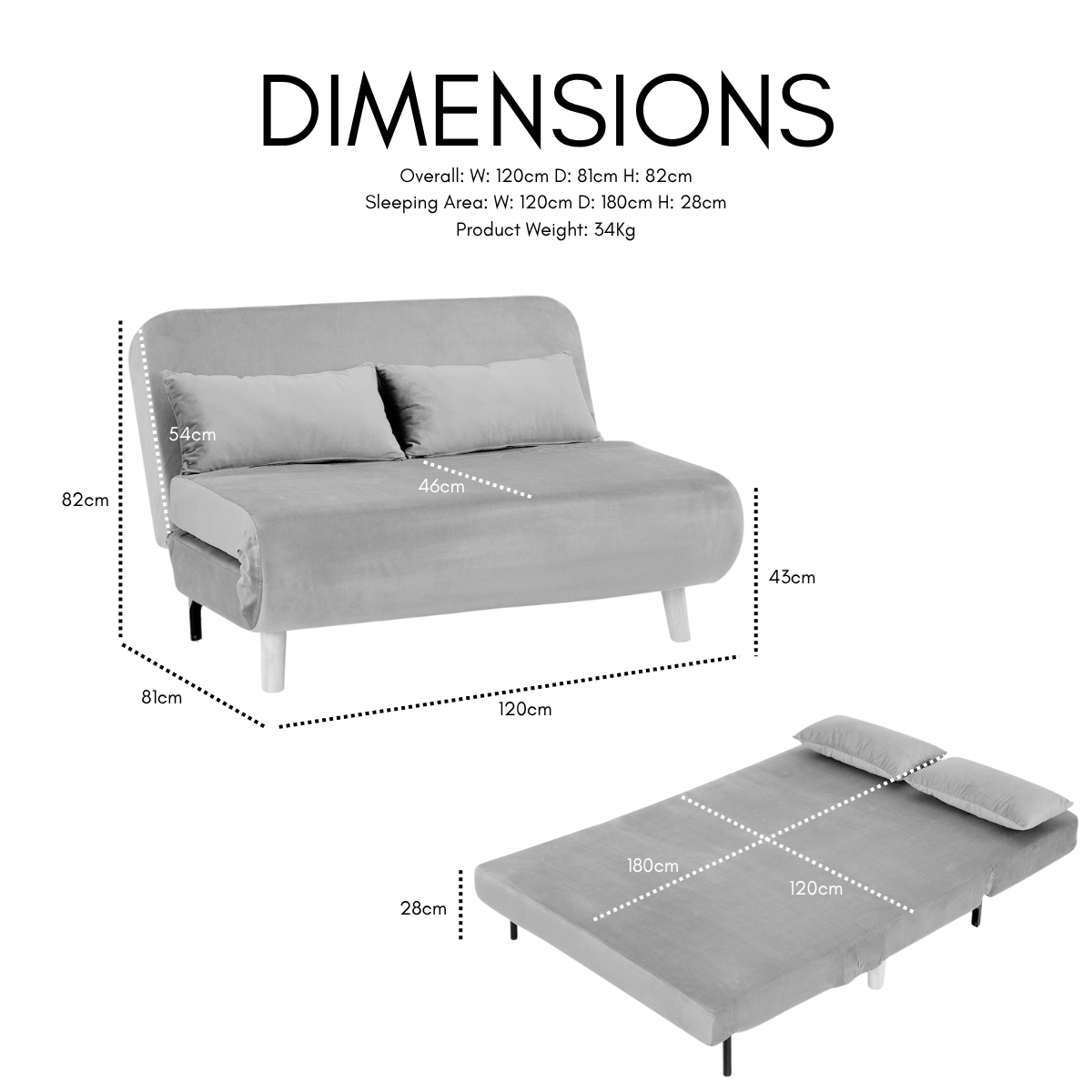 Keller Sofa Bed, White Boucle - Image 3