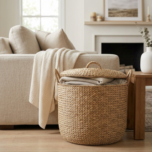 Seagrass Storage Basket with Lid and Handles