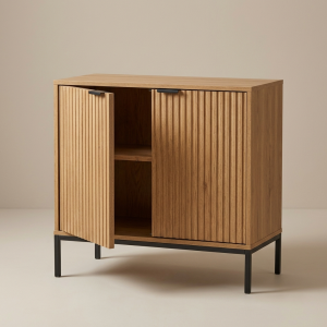 Fluted Door Storage Cabinet with Adjustable Shelf